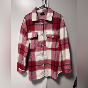 Plaid Button-Up Utility Jacket